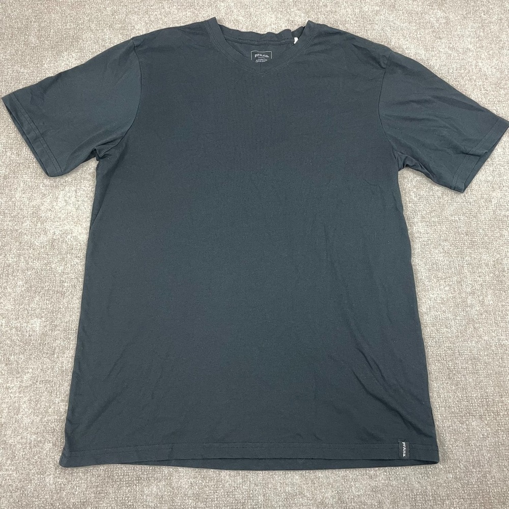 Prana T-Shirt Mens Large Tall Charcoal Gray V-Neck Classic Short Sleeve Casual